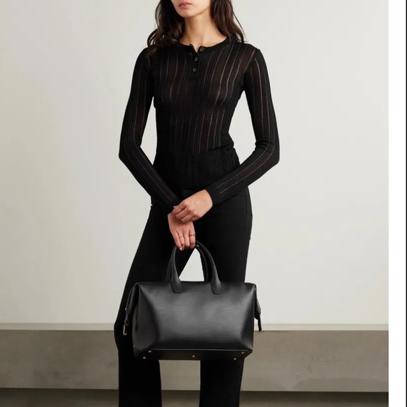 Frame Denim Black Buttoned Ribbed Top - Picture 2 of 5